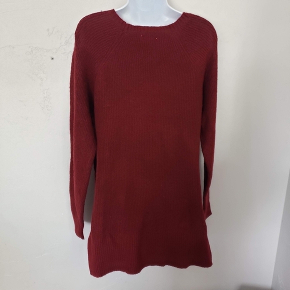 Olivia Sky NWT Women's Large Burgundy Red Long Sleeve Sweater Tunic Patch Pocket - Picture 5 of 7